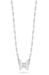 Glaze Jewelry Cubic Zirconia Butterfly Pendant Necklace In Metallic