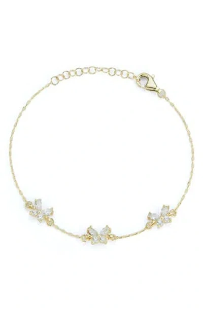 Glaze Jewelry Cubic Zirconia Butterfly Station Chain Bracelet In Gold