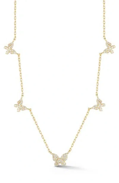 Glaze Jewelry Cubic Zirconia Butterfly Station Necklace In Gold