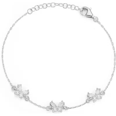 Glaze Jewelry Cubic Zirconia Butterfly Station Necklace In Metallic