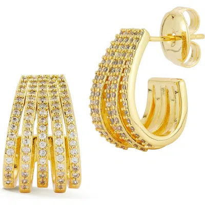 Glaze Jewelry Cubic Zirconia Caged Hoop Earrings In Gold