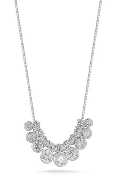 Glaze Jewelry Cubic Zirconia Charm Frontal Necklace In Silver