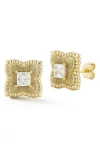Glaze Jewelry Cubic Zirconia Clover Stud Earrings In Gold