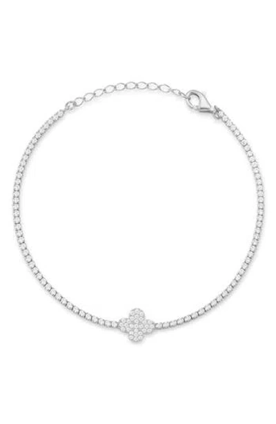 Glaze Jewelry Cubic Zirconia Clover Tennis Bracelet In Metallic