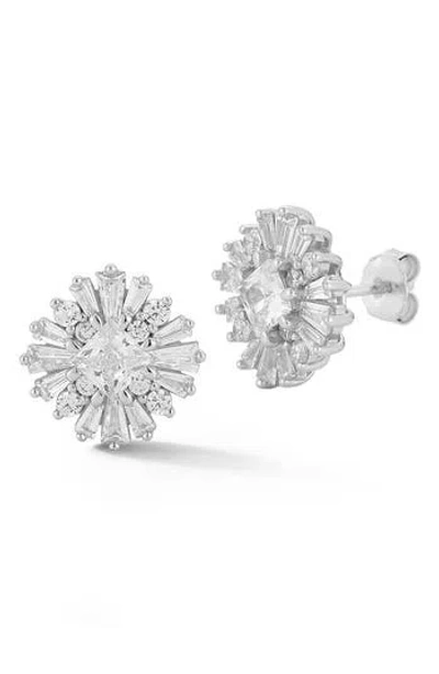 Glaze Jewelry Cubic Zirconia Cluster Stud Earrings In Silver