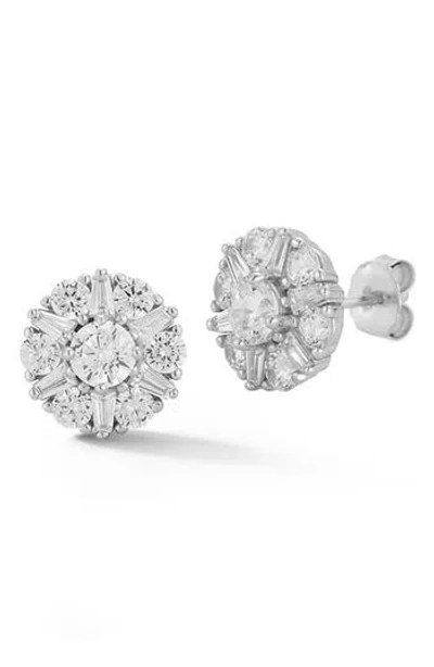 Glaze Jewelry Cubic Zirconia Cluster Stud Earrings In Silver