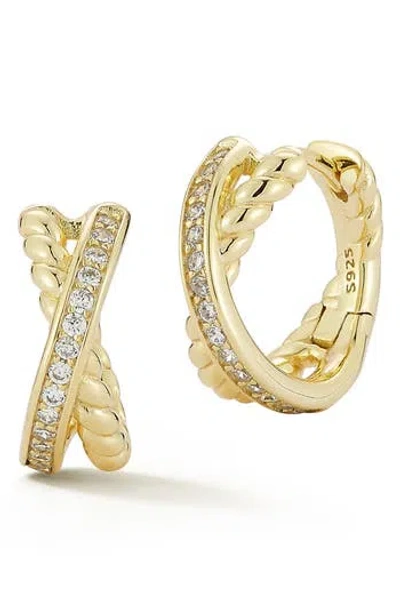GLAZE JEWELRY GLAZE JEWELRY CUBIC ZIRCONIA CRISSCROSS HUGGIE HOOP EARRINGS