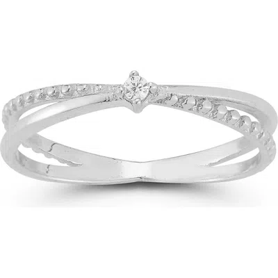 Glaze Jewelry Cubic Zirconia Crisscross Ring In Silver