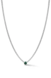 Glaze Jewelry Cubic Zirconia Curb Chain Necklace In Silver