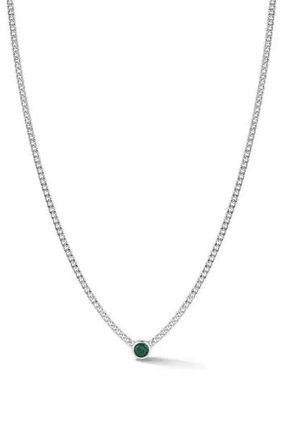 Glaze Jewelry Cubic Zirconia Curb Chain Necklace In Silver