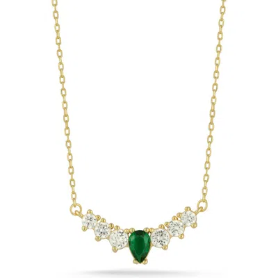 Glaze Jewelry Cubic Zirconia Curved Bar Pendant Necklace In Gold