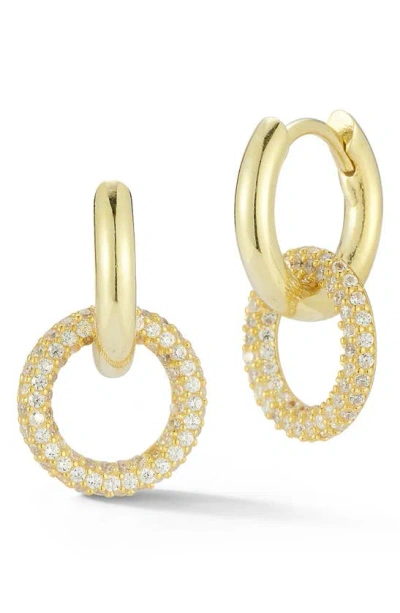 Glaze Jewelry Cubic Zirconia Double Hoop Drop Earrings In Gold