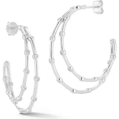 Glaze Jewelry Cubic Zirconia Double Hoop Earrings In Silver