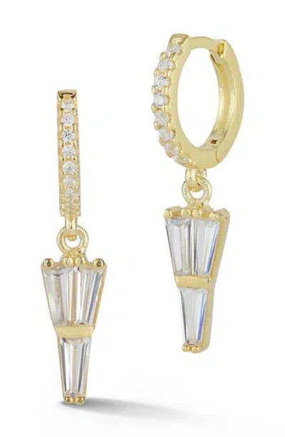 Glaze Jewelry Cubic Zirconia Drop Huggie Hoop Earrings In Gold