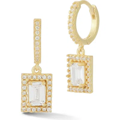 Glaze Jewelry Cubic Zirconia Drop Huggie Hoop Earrings In Gold