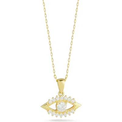 Glaze Jewelry Cubic Zirconia Evil Eye Pendant Necklace In Gold