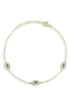 Glaze Jewelry Cubic Zirconia Evil Eye Station Chain Anklet In Gold