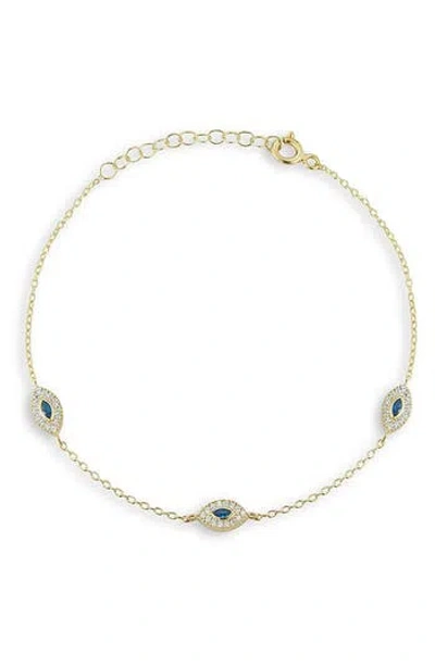 Glaze Jewelry Cubic Zirconia Evil Eye Station Chain Anklet In Gold