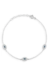 Glaze Jewelry Cubic Zirconia Evil Eye Station Chain Anklet In Silver