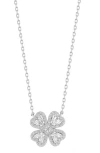 Glaze Jewelry Cubic Zirconia Four Leaf Clover Pendant Necklace In Silver
