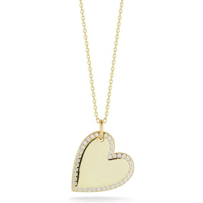 Glaze Jewelry Cubic Zirconia Halo Heart Pendant Necklace In Gold