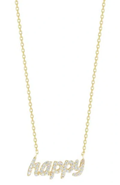 Glaze Jewelry Cubic Zirconia Happy Pendant Necklace In Gold