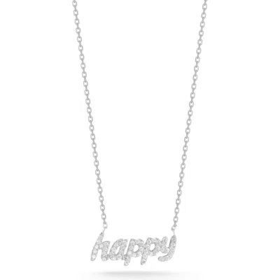 Glaze Jewelry Cubic Zirconia Happy Pendant Necklace In Metallic