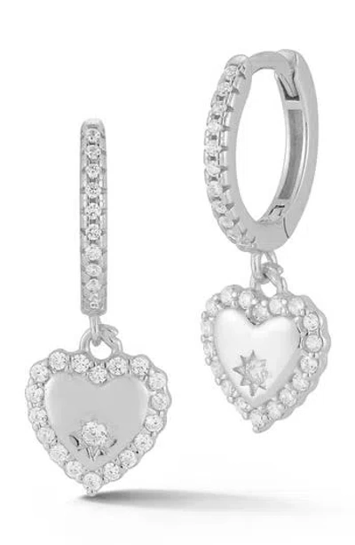 Glaze Jewelry Cubic Zirconia Heart Drop Huggie Hoop Earrings In Metallic