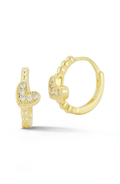 Glaze Jewelry Cubic Zirconia Heart Huggie Hoop Earrings In Gold