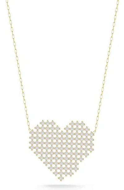 Glaze Jewelry Cubic Zirconia Heart Pendant Necklace In Gold