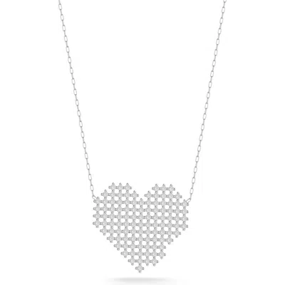 Glaze Jewelry Cubic Zirconia Heart Pendant Necklace In Metallic