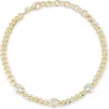 Glaze Jewelry Cubic Zirconia Heart Station Curb Chain Bracelet In Gold