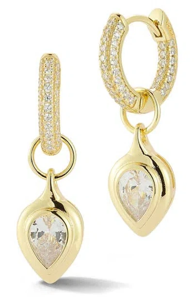 Glaze Jewelry 14k Over Silver Cz Earrings In Gold