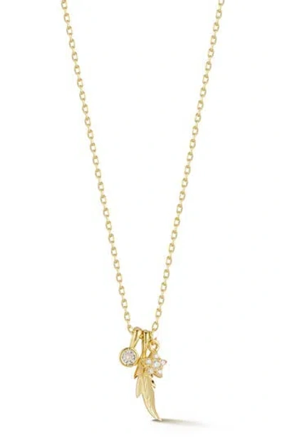 Glaze Jewelry Cubic Zirconia Mixed Charm Pendant Necklace In Gold