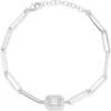 Glaze Jewelry Cubic Zirconia Paper Clip Chain Bracelet In Silver