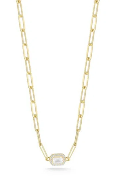 Glaze Jewelry Cubic Zirconia Paper Clip Necklace In Gold