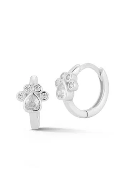 Glaze Jewelry Cubic Zirconia Paw Huggie Hoop Earrings In Metallic