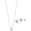 Glaze Jewelry Cubic Zirconia Pendant Necklace & Stud Earrings Set In Silver