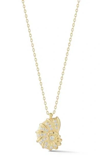 Glaze Jewelry 14k Gold Over Sterling Silver Cz Seashell Necklace