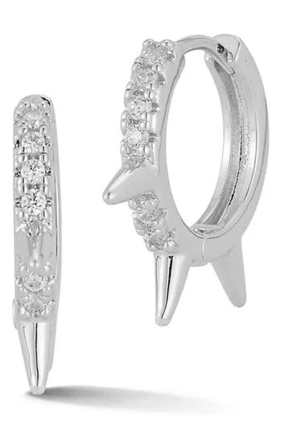 Glaze Jewelry Cubic Zirconia Spike Huggie Hoop Earrings In Metallic