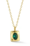 Glaze Jewelry Cubic Zirconia Square Pendant Necklace In Gold