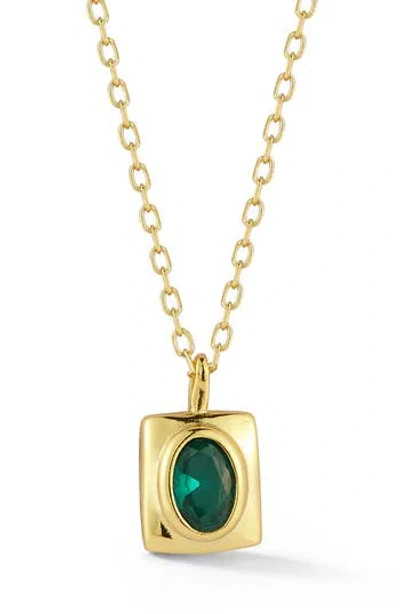 Glaze Jewelry Cubic Zirconia Square Pendant Necklace In Gold