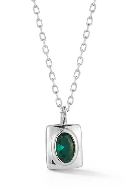 Glaze Jewelry Cubic Zirconia Square Pendant Necklace In Silver