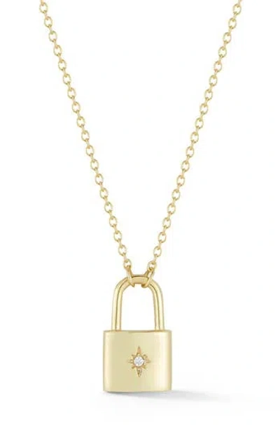 Glaze Jewelry Cubic Zirconia Star Padlock Pendant Necklace In Gold