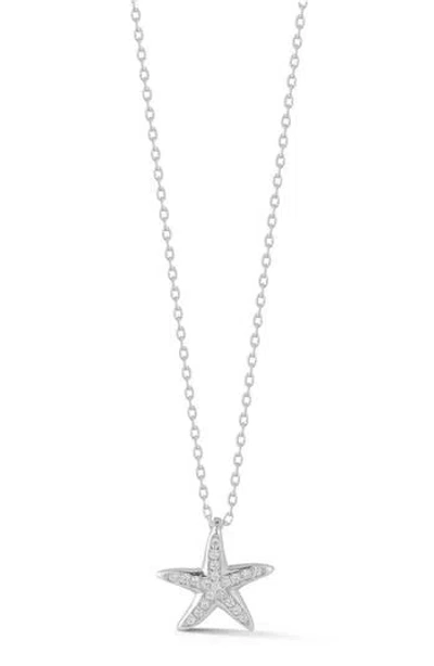Glaze Jewelry Cubic Zirconia Starfish Pendant Necklace In Silver
