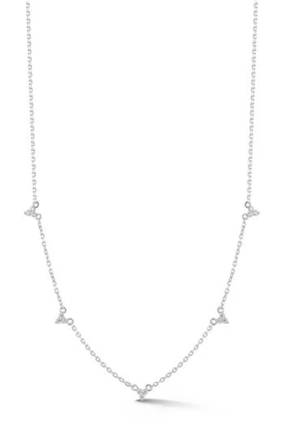 Glaze Jewelry Sterling Silver Triple Cz Station Necklace In Metallic
