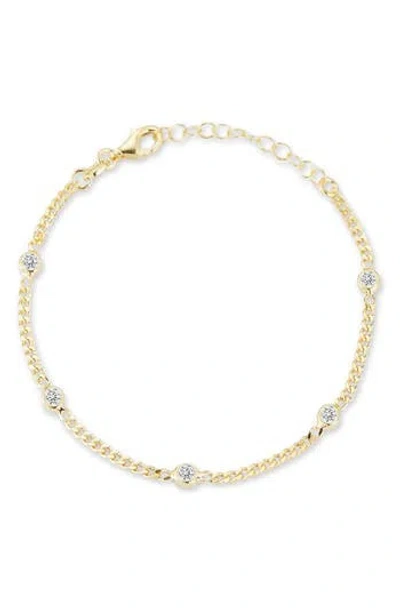Glaze Jewelry Cubic Zirconia Station Curb Chain Bracelet In Gold