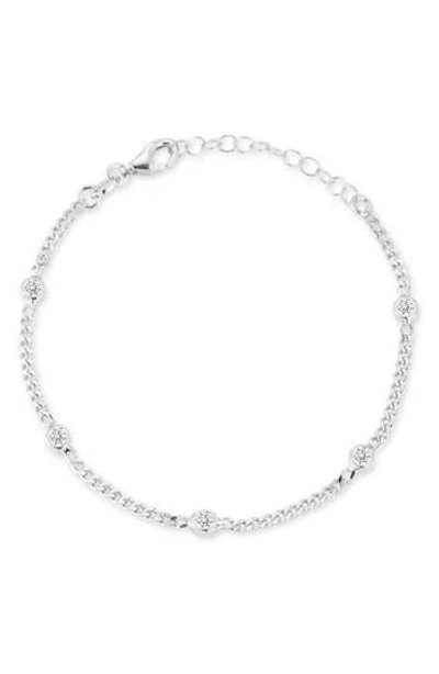 Glaze Jewelry Cubic Zirconia Station Curb Chain Bracelet In Silver