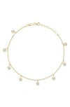 Glaze Jewelry Cubic Zirconia Sterling Silver Charm Anklet In Gold