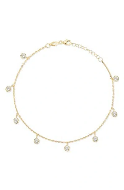 Glaze Jewelry Cubic Zirconia Sterling Silver Charm Anklet In Gold
